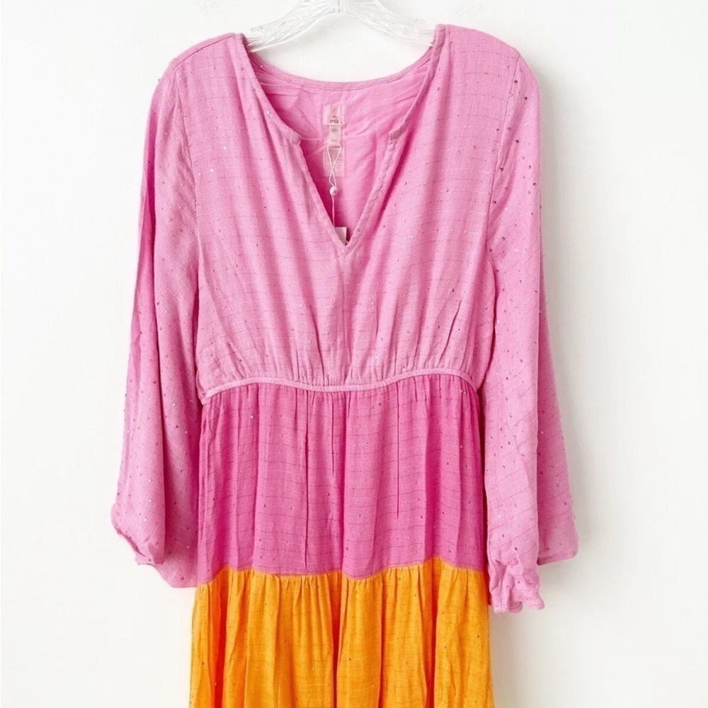 PQ Swim Rainbow Colorblock Maxi Dress Beach Coverup XS/S NWT - Picture 4 of 12